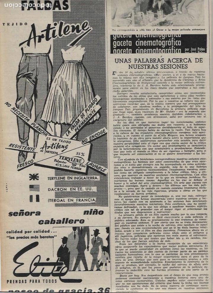 Coleccionismo: A&Ntilde;O 1959 RECORTE PRENSA PUBLICIDAD CAMISERIA SASTRERIA ZAPATERIA ELITE COMERCIO ALMACEN P GRACIA 36