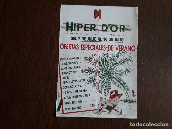 Collezionismo: folleto antiguo de rebajas, ofertas especiales verano, Hiper D'Or, Cala D'or, Mallorca.