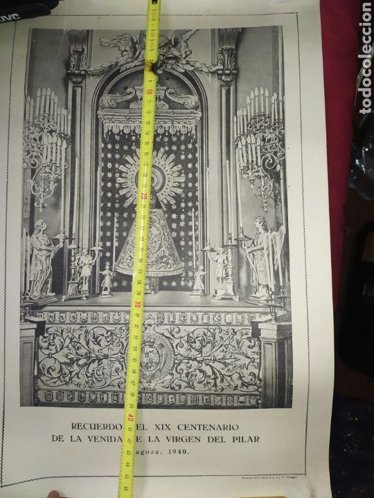 Coleccionismo: L&Aacute;MINA RECUERDO DEL XIX CENTENARIO DE LA VENIDA DE LA VIRGEN DEL PILAR ZARAGOZA 1940