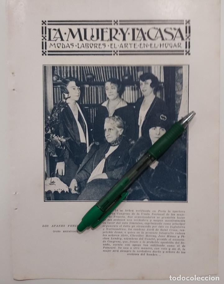 Colecionismo: Recorte prensa 1929 LOS AFANES FEMINISTAS Uni&oacute;n Nacional de Mujeres de Francia a favor voto femenino