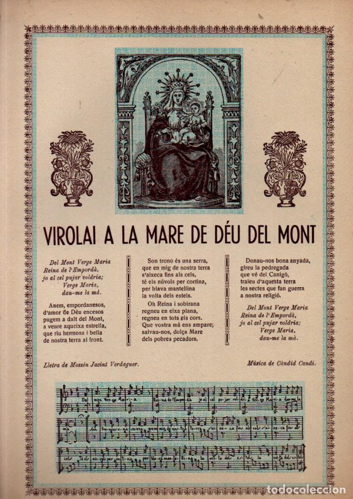 Collezionismo: GOIGS VIROLAI A LA MARE DE D&Eacute;U DEL MONT (IMP. CARRERAS, GIRONA, 1957)
