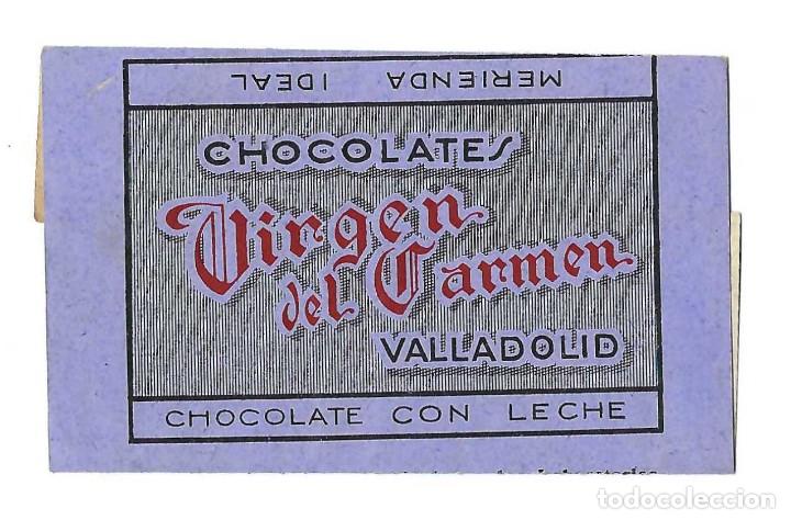 Coleccionismo: ENVOLTORIO- CHOCOLATES VIRGEN DEL CARMEN. CHOCOLATE CON LECHE. VALLADOLID. A&Ntilde;OS 40- 50 (RARO)