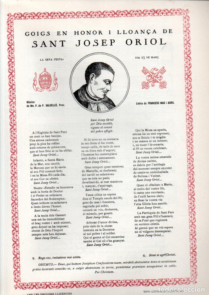 Collezionismo: GOIGS DE SANT JOSEP ORIOL - SANT PERE DE LES PUEL.LES (DIPTIC)
