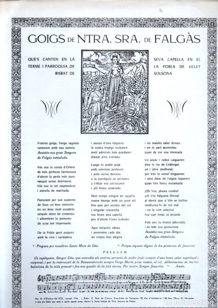 Collezionismo: GOIGS DE NTRA. SRA. DE FALG&Agrave;S - LA POBLA DE LILLET (1986)