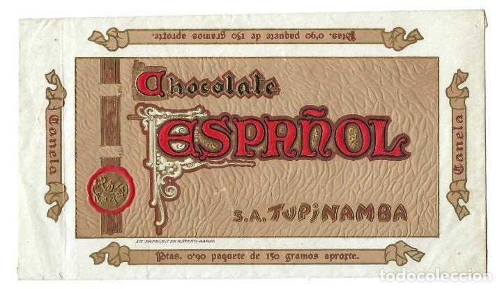 Coleccionismo: ENVOLTORIO TROQUELADO- CHOCOLATE ESPA&Ntilde;OL. CANELA. TUPINAMBA. BARCELONA