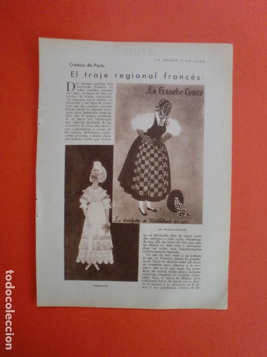 Coleccionismo: EL TRAJE REGIONAL FRANC&Eacute;S - 1/2/1931