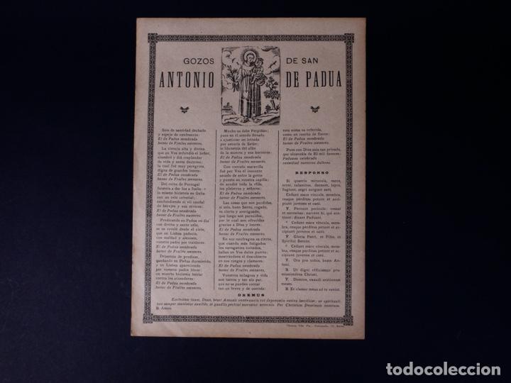 Coleccionismo: GOZOS DE SAN ANTONIO DE PADUA