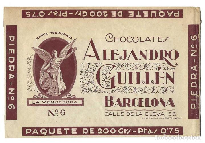 Coleccionismo: ENVOLTORIO- CHOCOLATES ALEJANDRO GUILL&Eacute;N. PIEDRA N&ordm; 6. BARCELONA. A&Ntilde;OS 40