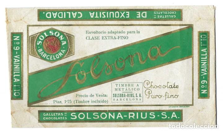Coleccionismo: ENVOLTORIO TROQUELADO- CHOCOLATE PURO FINO SOLSONA. SOLSONA RIUS. BARCELONA- A&Ntilde;OS 40