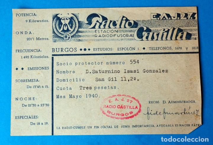 Collectionnisme: ANTIGUA FACTURA DE RADIO CASTILLA. ESTACI&Oacute;N RADIODIFUSORA. BURGOS. A&Ntilde;O 1940
