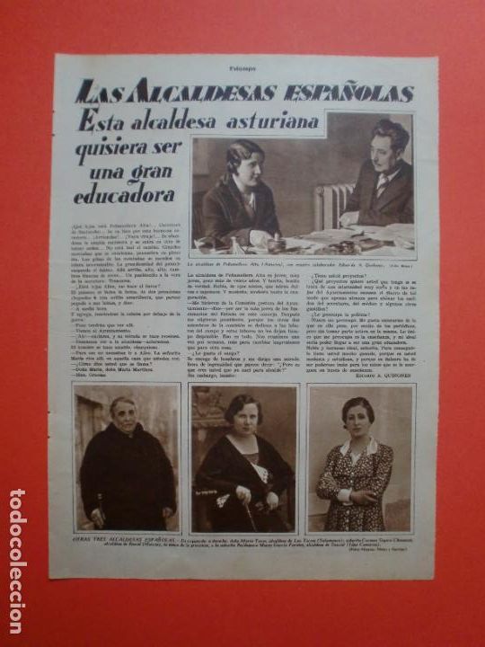 Coleccionismo: MARIA MARTINEZ ALCALDESA DE PE&Ntilde;AMELLERA ALTA ASTURIAS - DE SAUZAL LAS TORRES Y BENIEL - 25/3/1933