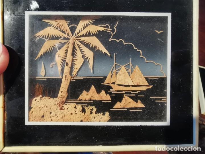Coleccionismo: DOS CUADRITOS DE BARCOS EN CORCHO EN MINIATURA - Foto 3