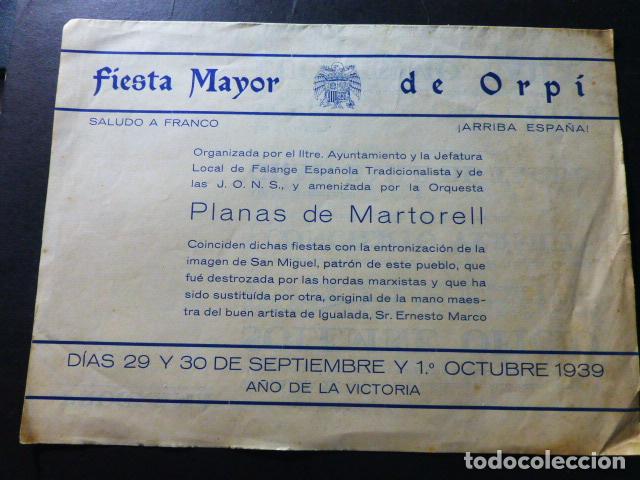Colecionismo: ORP&Iacute; BARCELONA PROGRAMA FIESTA MAYOR 1939