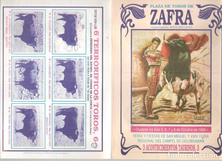 Coleccionismo: PLAZA DE TOROS DE ZAFRA. PROGRAMA FIESTA DE SAN MIGUEL 5/6/7 Y OCTUBRE 1989. (C/A26)