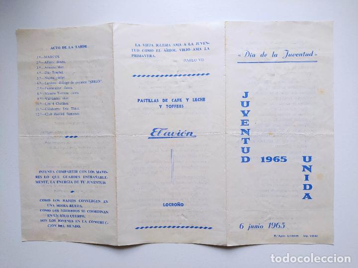 Coleccionismo: PROGRAMA DIA DE LA JUVENTUD UNIDA 1965. 6 DE JUNIO. LOGRO&Ntilde;O. TDKP19A - Foto 1