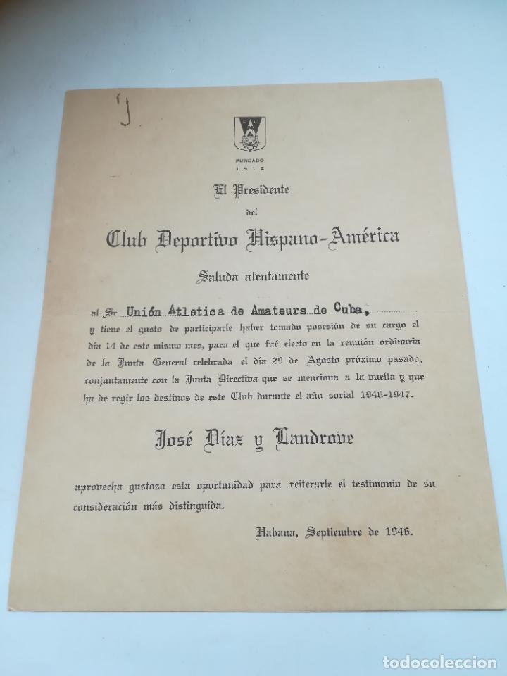 Collezionismo: PRESIDENTE CLUB DEPORTIVO HISPANO-AMERICA. TOMA DE POSESION DE JOSE DIAZ Y LANDROVE. 1946