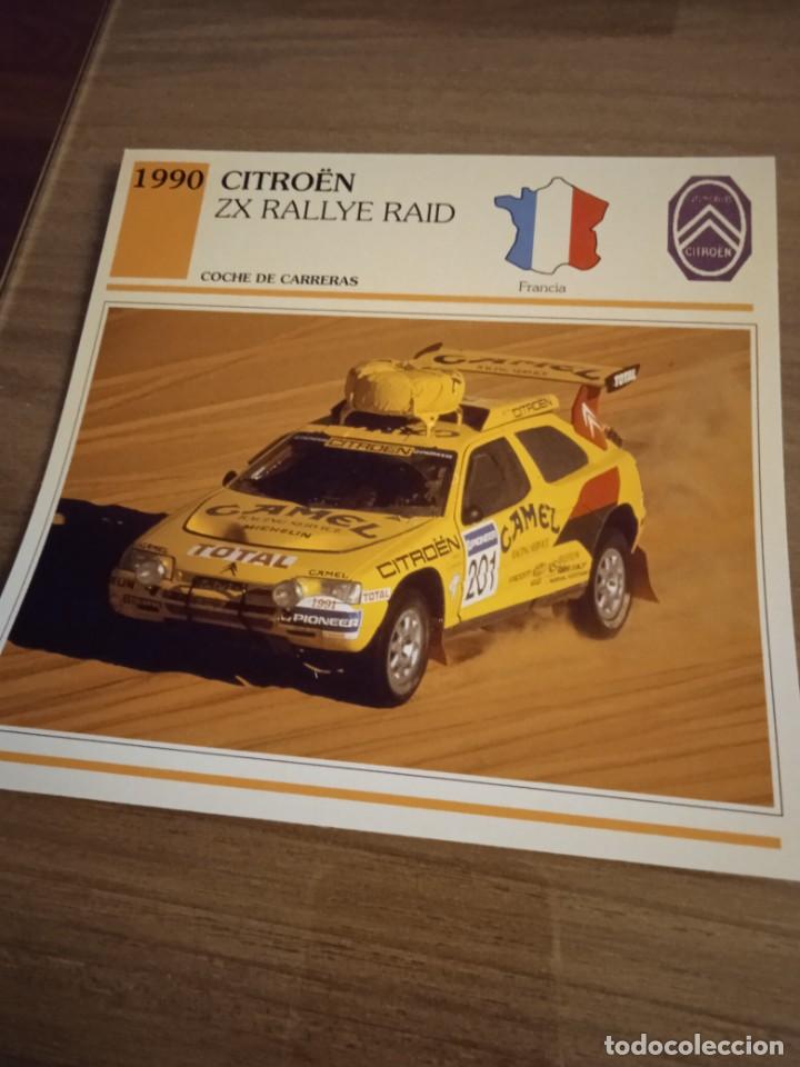 Coleccionismo: Editorial Planeta- DeAgostini.Ficha t&eacute;cnica 14x14 cms.Datos al dorso. Citroen ZX Rallye Raid