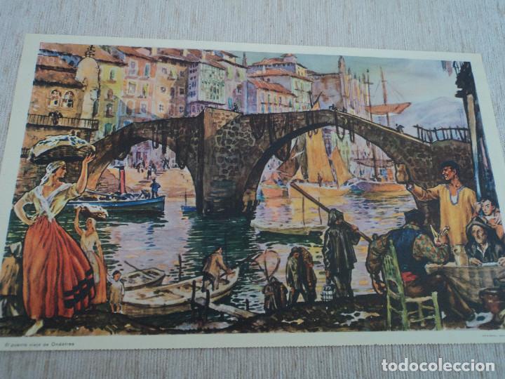 Coleccionismo: LAMINA, el VIEJO PUENTE DE ONDARROA, procede de antiguo almanaque, seix barral, 32 x 20 cm
