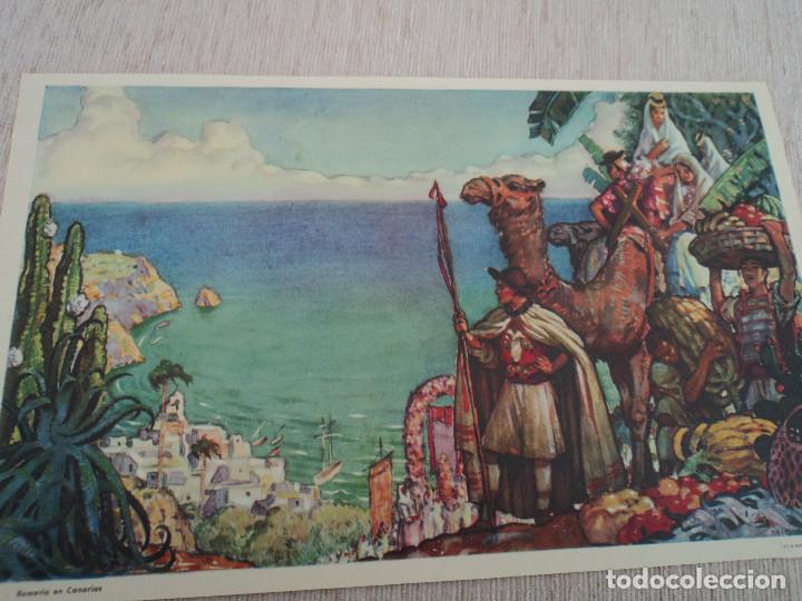 Coleccionismo: LAMINA, romeria en canarias, procede de antiguo almanaque, il. miciano, seix barral, 32 x 20 cm