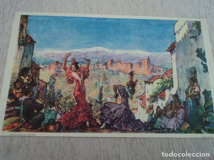Coleccionismo: LAMINA,zambra gitana en granada, procede de antiguo almanaque,ilust. miciano,seix barral, 32 x 20 cm