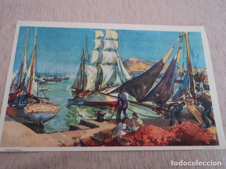 Coleccionismo: LAMINA, puerto de barcelona, procede de antiguo almanaque, morell, seix barral, 32 x 20 cm