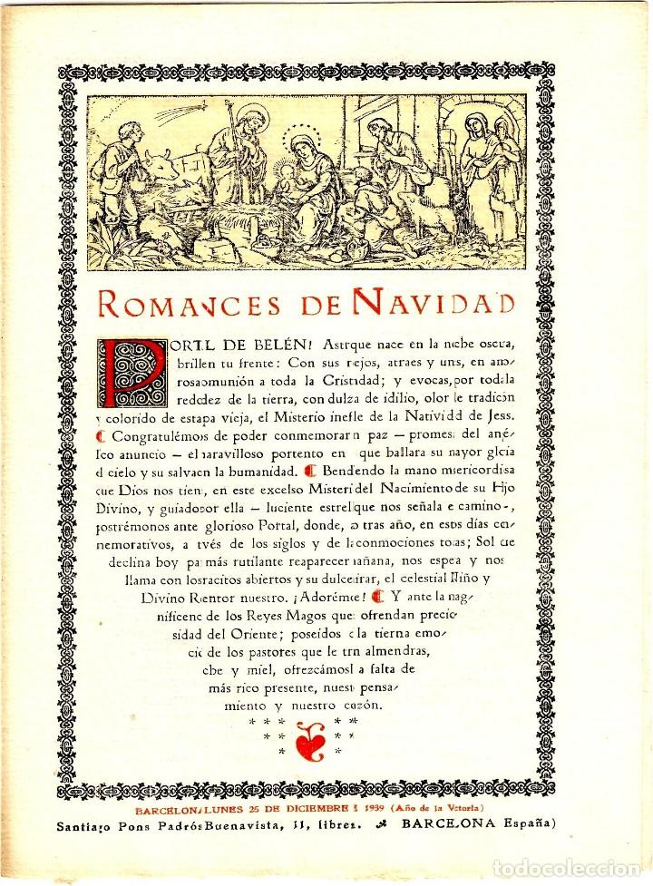Collezionismo: Romances de Navidad - Aleluyas de Navidad - 25.12.1939 A&ntilde;o Victoria - Papel Hilo Guarro