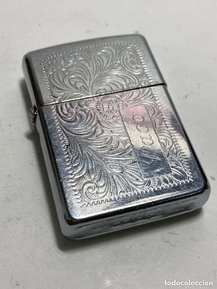 Coleccionismo: Mechero Zippo met&aacute;lico grabado y dedicado