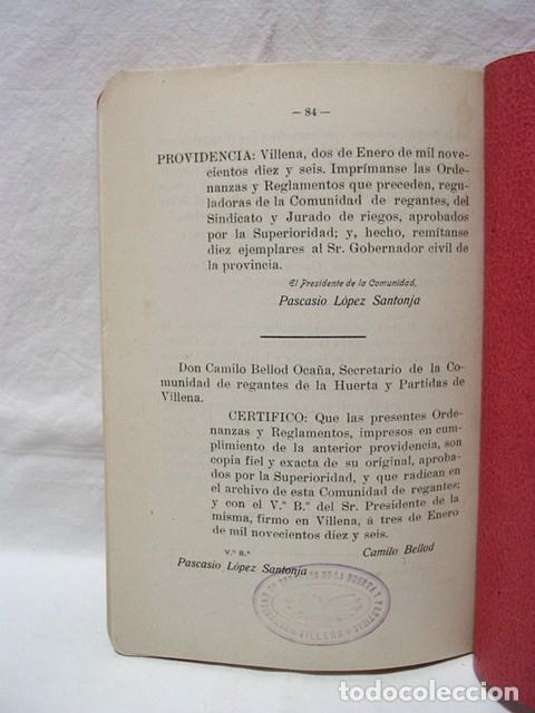 Sammelleidenschaft Papier: A&Ntilde;O 1916-ORDENANZAS Y REGLAMENTOS COMUNIDAD DE REGANTES HUERTA Y PARTIDAS DE VILLENA-IMP. C PERLASIA