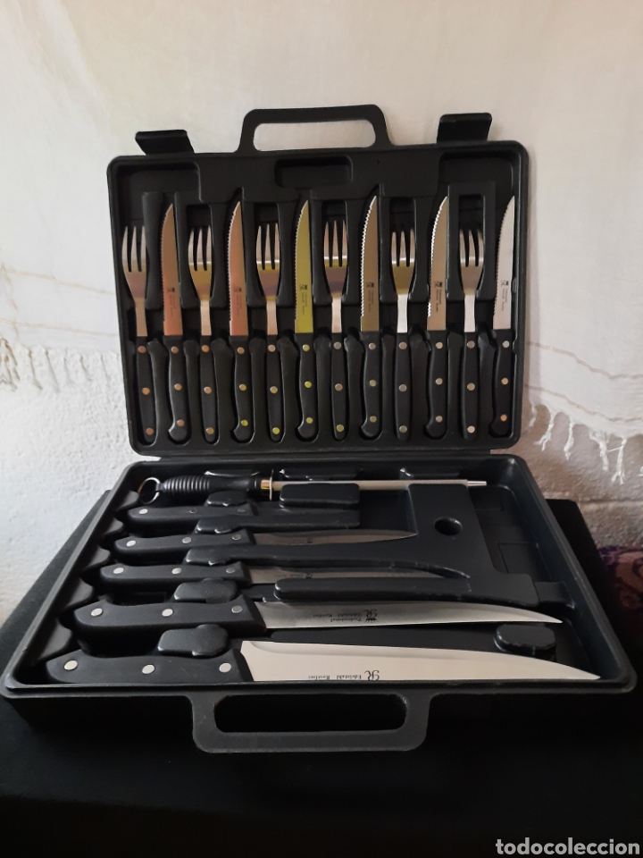 Coleccionismo: Cuchillos y tenedores carne malet&iacute;n Edestahl Rosfrey professional