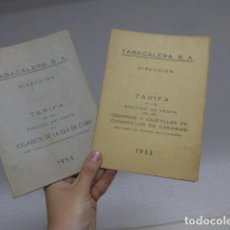 Coleccionismo: LOTE 2 ANTIGUO LIBRO DE TABACALERA TARIFA DE PRECIOS DE 1953, CIGARROS ISLA DE CUBA Y CANARIAS