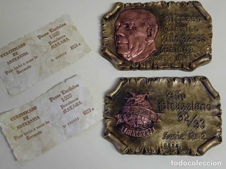 Collecting: 2 PLACAS TERRACOTA. A&Ntilde;O PICASSIANO. 1992 1993. NUMERADAS LIMITADAS. PABLO PICASSO N&ordm; 34.400GR
