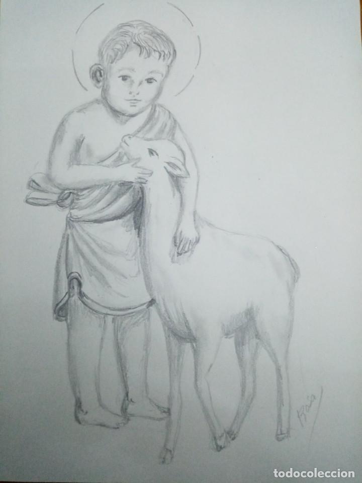 Coleccionismo: Ni&ntilde;o Jes&uacute;s, dibujo a grafito