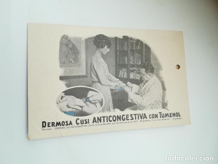 Coleccionismo: PUBLICIDAD DE FARMACIA. DERMOSA CUSI ANTICONGESTIVA CON TUMENOL. INDICACIONES. VER INTERIOR
