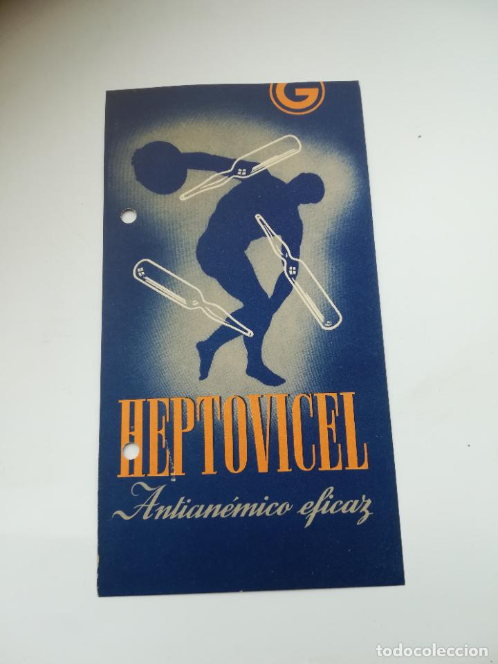 Coleccionismo: PUBLICIDAD DE FARMACIA. HEPTOVICEL. ANTIANEMICO EFICAZ. INDICACIONES. VER DORSO