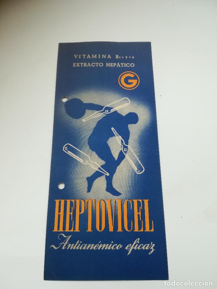 Coleccionismo: PUBLICIDAD DE FARMACIA. HEPTOVICEL. ANTIANEMICO EFICAZ. INDICACIONES. VER DORSO