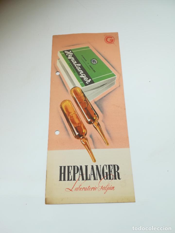 Coleccionismo: PUBLICIDAD DE FARMACIA. HEPALANGER. LABORATORIOS GALJAN. MADRID
