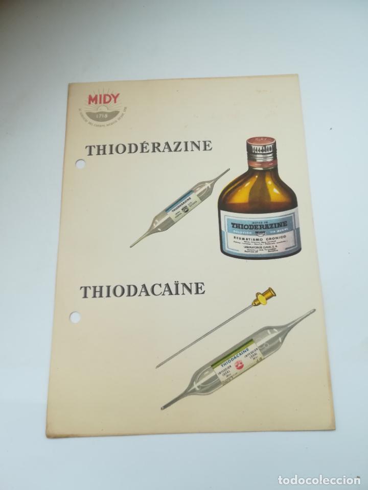 Coleccionismo: PUBLICIDAD DE FARMACIA. THIODERAZINE - THIODACA&Iuml;NE. PRODUCTOS MIDY, BARCELONA. VER DORSO
