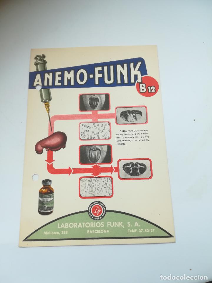 Coleccionismo: PUBLICIDAD DE FARMACIA. ANEMO-FUNK B12. LABORATORIOS FUNK SA. BARCELONA. VER DORSO