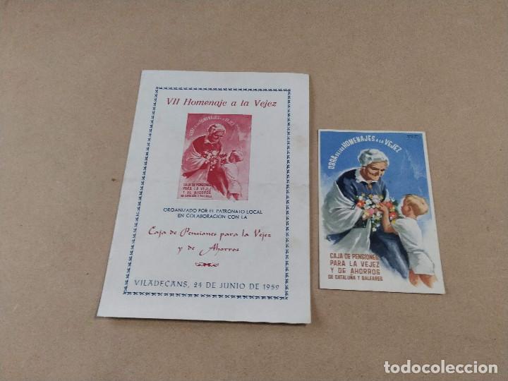 Collezionismo: BAIX LLOBREGAT - VILADECANS - VII HOMENAJE A LA VEJEZ - CAJA DE PENSIONES - FOLLETO Y POSTAL