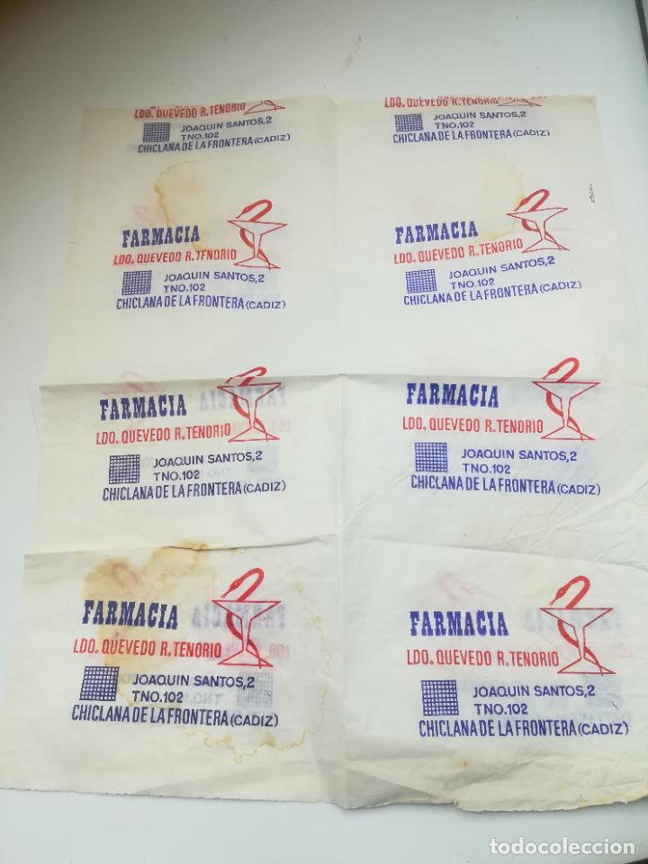 Coleccionismo: PLIEGO DE PAPEL. FARMACIA LDO. QUEVEDO R.TENORIO. CHICLANA DE LA FRONTERA, CADIZ. 38 X 60 CM