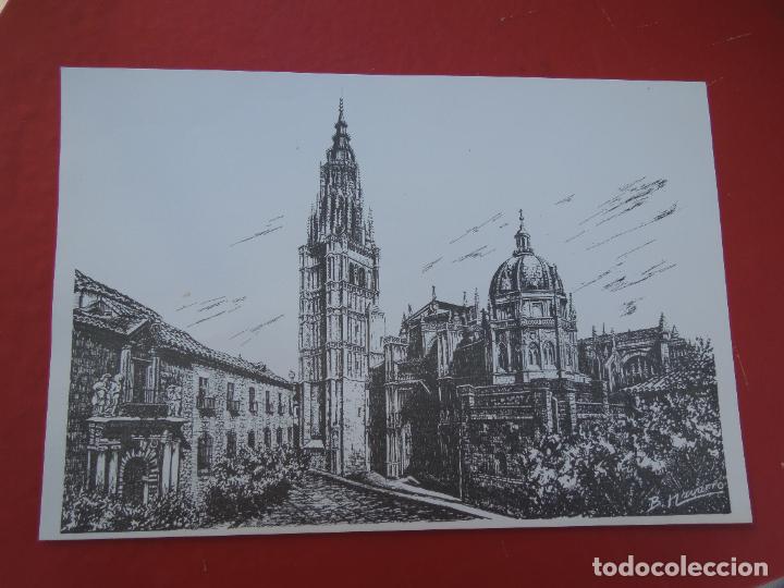 Coleccionismo: TOLEDO CATEDRAL - L&Aacute;MINA DIBUJO - B. NAVARRO - MIDE 32X21 CM.