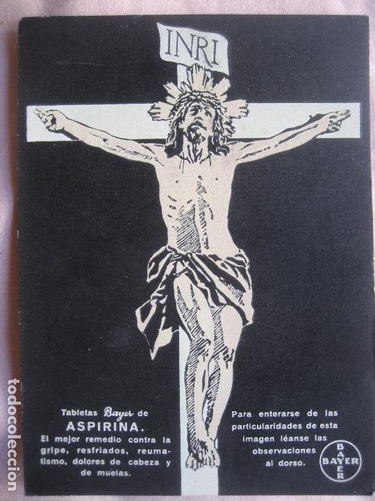 Coleccionismo: Bayer. Aspirinas. Cristo en la Cruz. 17.5 x 13 cms