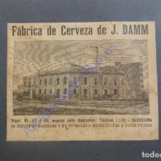 Colecionismo: ANTIGUA LÁMINA PUBLICITARIA DE LA FÁBRICA DE CERVEZA J. DAMM. BARCELONA. (17 X 13,5 CM). Lote 311984853