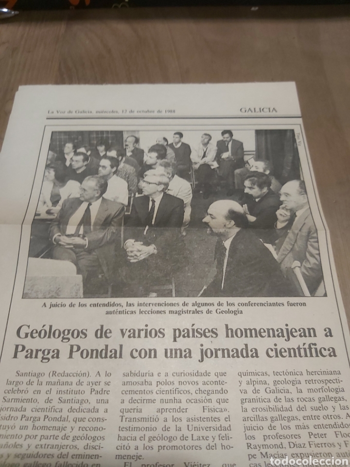Collectionnisme: RECORTE PERI&Oacute;DICO 1988 GE&Oacute;LOGOS HOMENAJE PARGA PONDAL CUENCIAS GALICIA