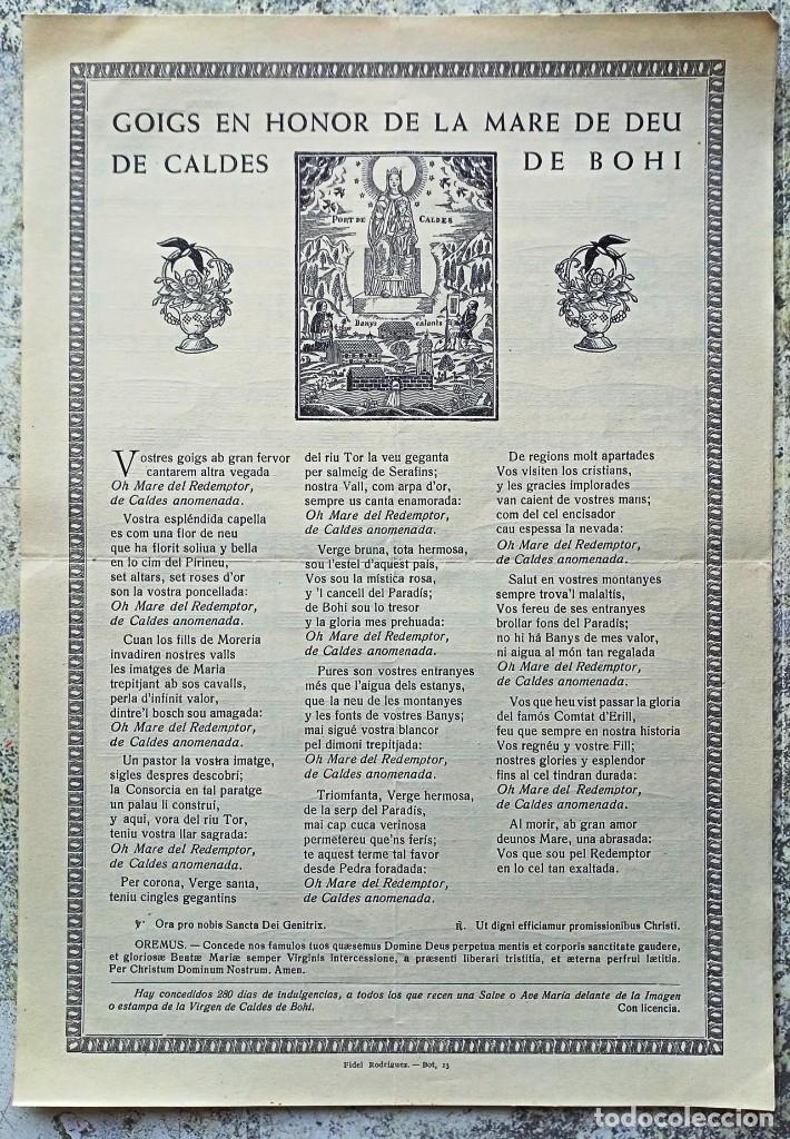 Collecting paper: 50&acute;s. ca. GOIGS EN HONOR DE LA MARE DE D&Eacute;U DE CALDES DE BOH&Iacute; (BOI) AMB PARTITURA