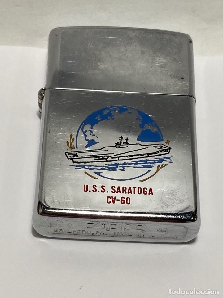 Coleccionismo: Mechero Zippo buque de guerra U.S.S SARATOGA CB 60 muy raro para coleccionistas