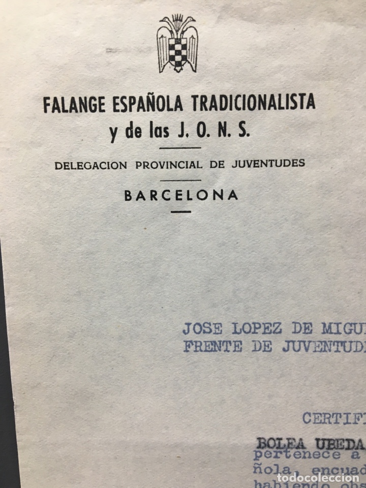 Coleccionismo: 1962. CERTIFICADO DE CONDUCTA. DELEGACI&Oacute;N PROV. JUVENTUDES. FALANGE