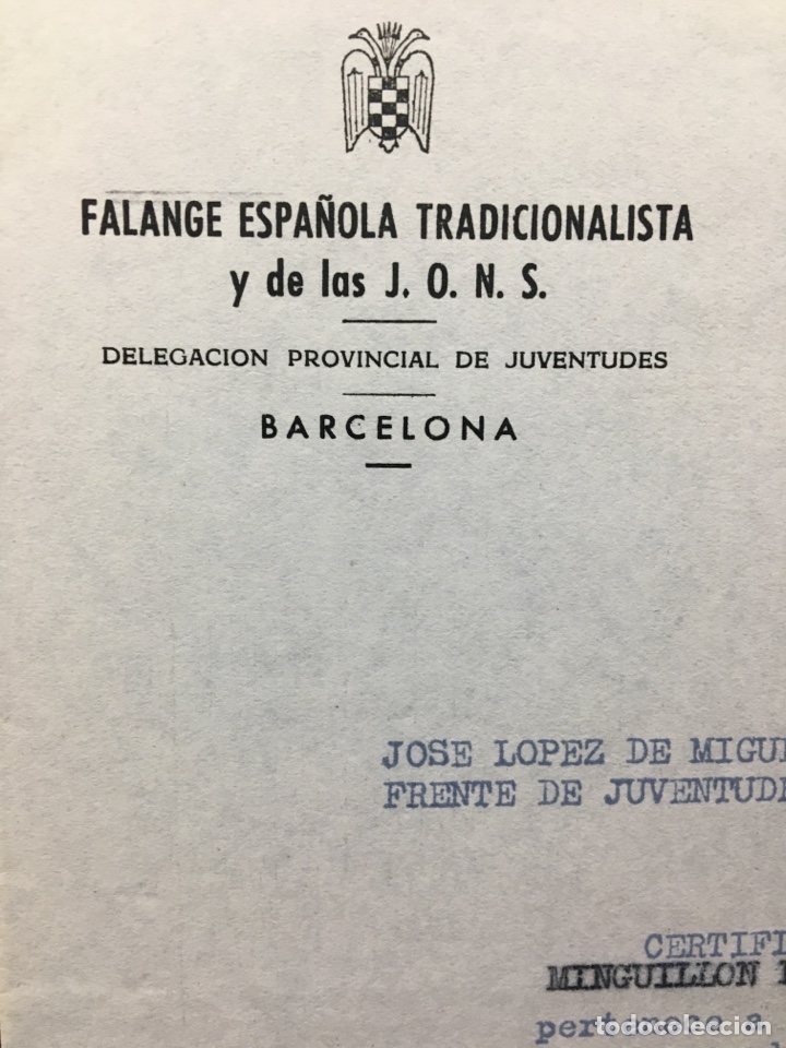 Coleccionismo: 1962. CERTIFICADO DE CONDUCTA. DELEGACI&Oacute;N PROV. JUVENTUDES. FALANGE