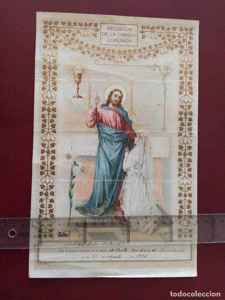 Coleccionismo: diploma recuerdo de la primera comunion en burriana (castellon) 1916 mide 30 x 19 c.m.