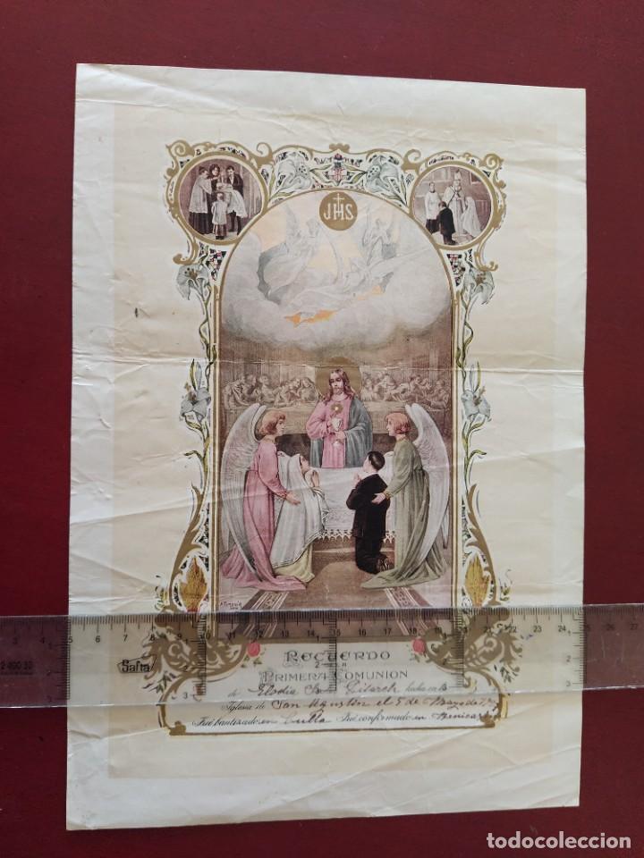 Coleccionismo: diploma recuerdo de la primera comunion en culla (castellon) 1921 mide 29 x 20 c.m.